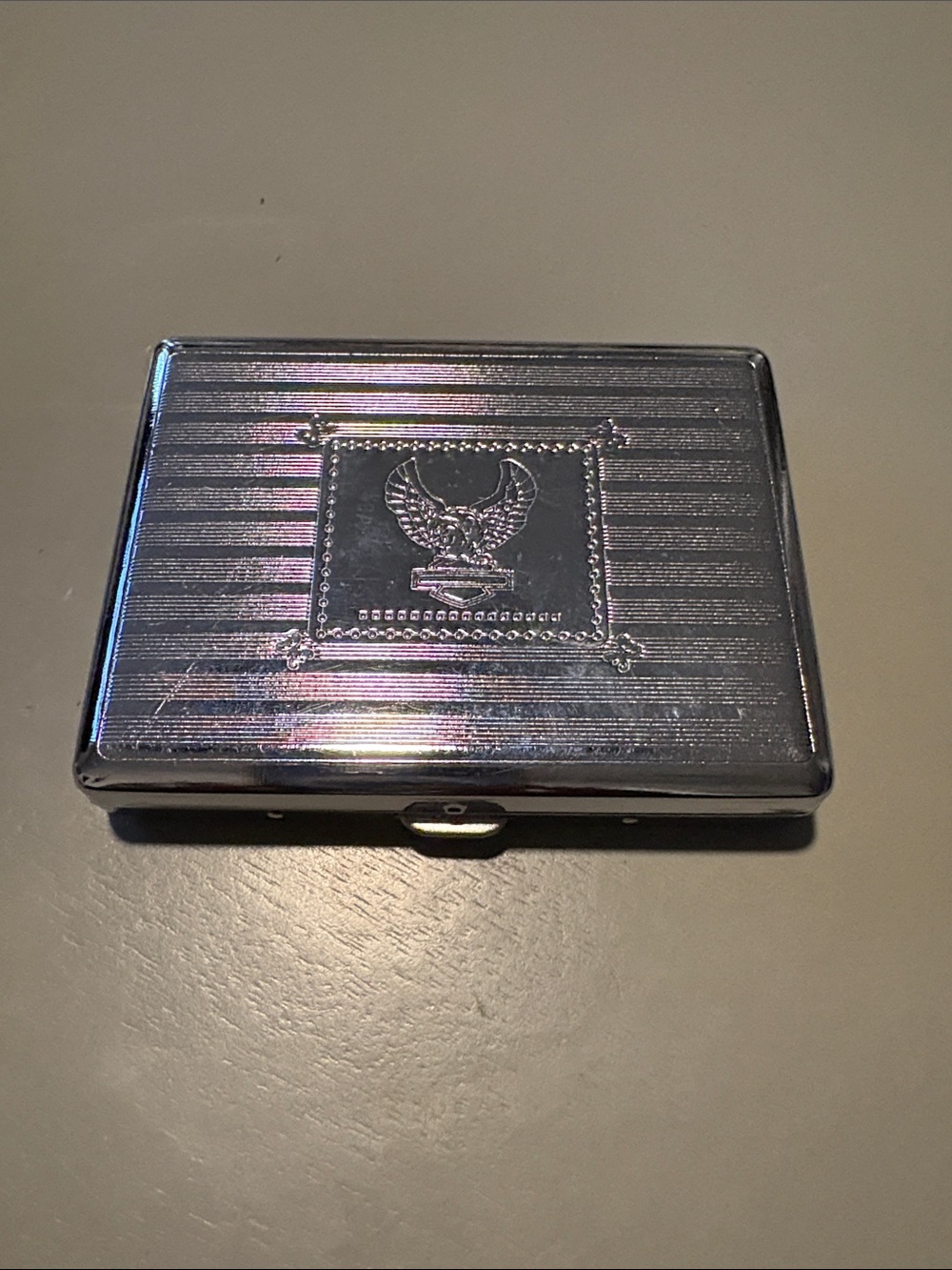 Silver Metal Decorative Card Case with Eagle Motif